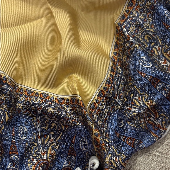 Elegant Yellow and Blue Paisley Pocket Square - Picture 1 of 1